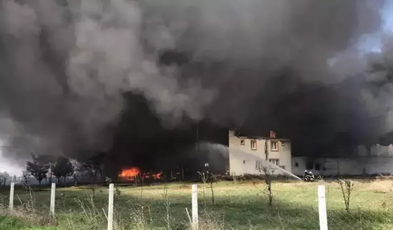Tekirdağ’da fabrika alev alev yandı!