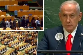 İsrail Başbakanı Netanyahu Kürsüye Geldi Özgür Filistin Sloganlarıyla  BM Salonu Boşaldı