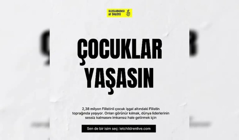 Uluslararası Af Örgütü’nden Filistinli Çocuklar İçin Küresel Kampanya