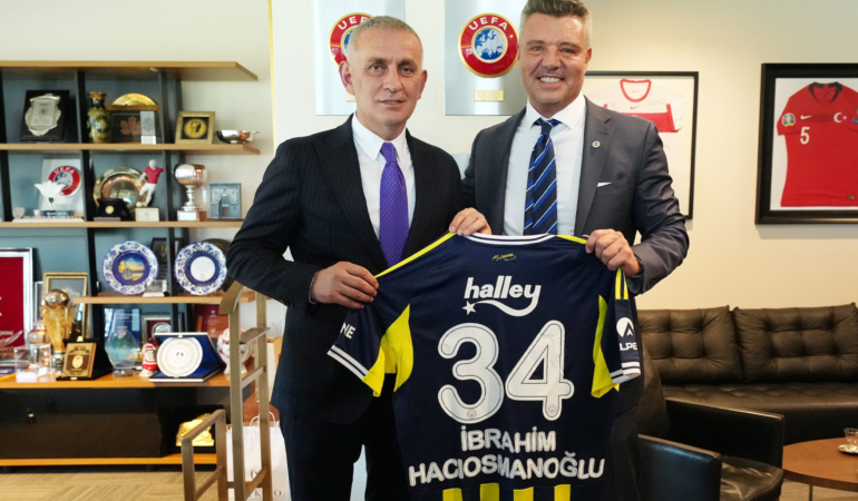 Fenerbahçe Başkanı Sadettin Saran, TFF Başkanı Hacıosmanoğlu’nu ziyaret etti