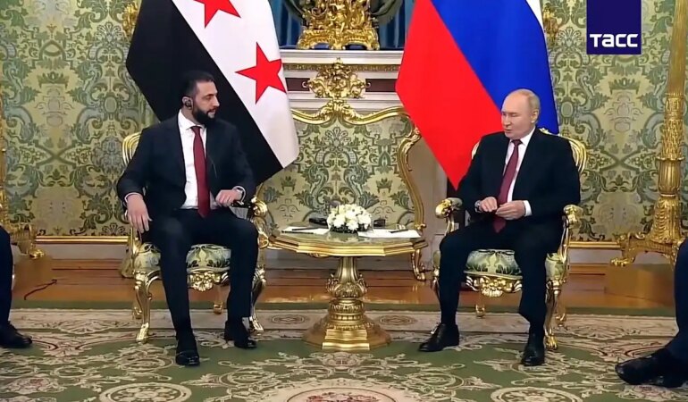 Suriye Cumhurbaşkanı Ahmed Şara, Rusya Devlet Başkanı Putin ile bir araya geldi