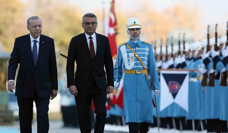 Cumhurbaşkanı Erdoğan, KKTC Cumhurbaşkanı Erhürman’ı resmi törenle karşıladı