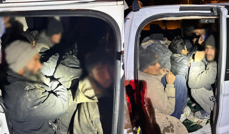 Denetimde durdurulan araçta şok görüntü