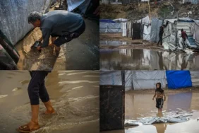 Şiddetli yağış nedeniyle Gazze Şeridi'nde binlerce çadır su altında kaldı
