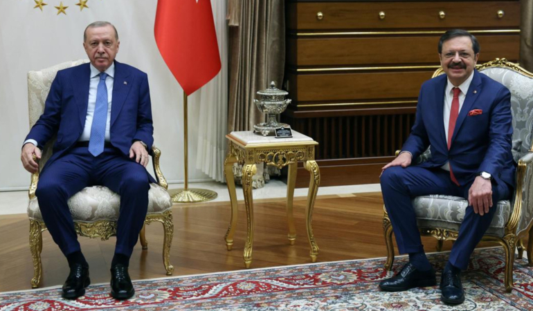Cumhurbaşkanı Erdoğan, TOBB Başkanı Rifat Hisarcıklıoğlu'nu kabul etti