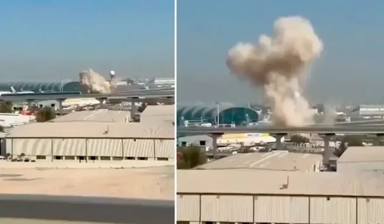 İran Dubai Havalimanı'nı vurdu! Tüm uçuşlar durduruldu