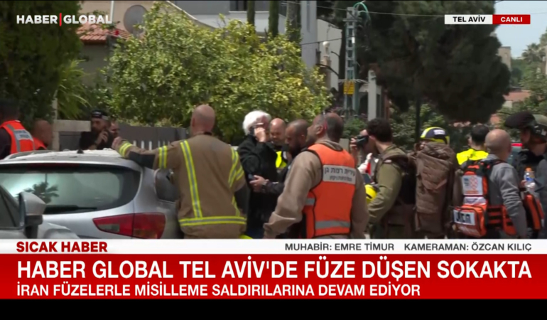 Haber Global Tel Aviv'de füze düşen sokakta