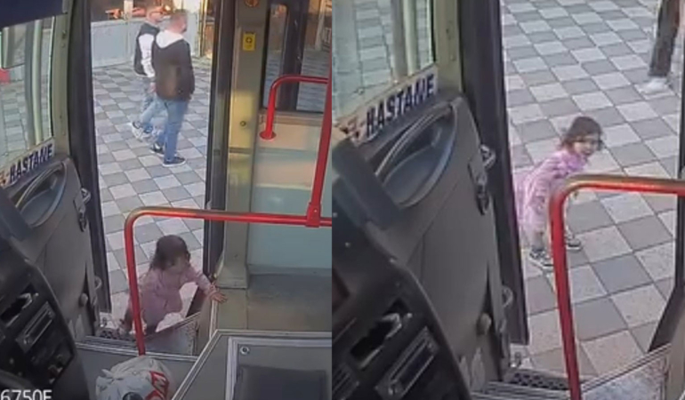Bebek firarda! Zonguldak’ta tek başına halk otobüsüne binen 2 yaşındaki bebek kamerada