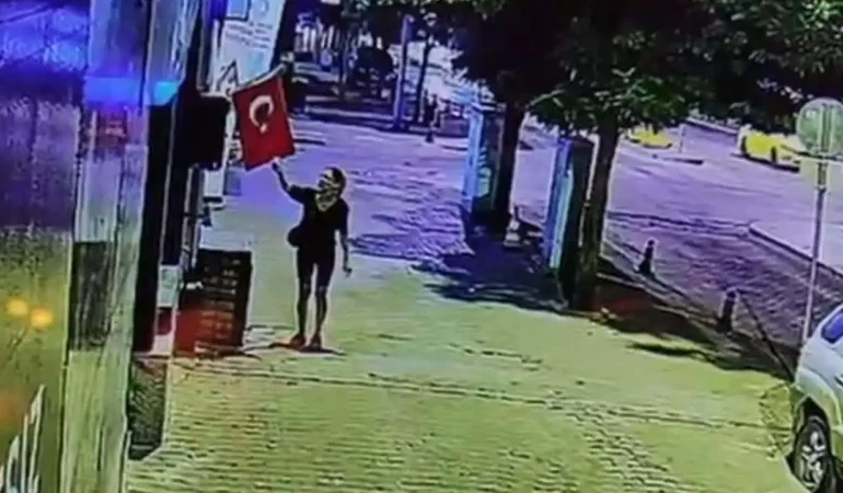 Türk bayrağını yakan şüpheli yakalandı
