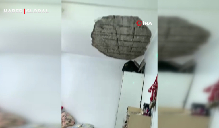 Deprem sonrası Gaziantep’teki bir evin tavanı böyle çöktü