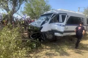 Tarım işçilerini taşıyan minibüs, ağaca çarptı