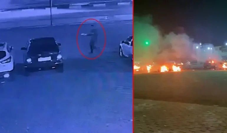 Benzin dökerek 6 otomobili ateşe verdi